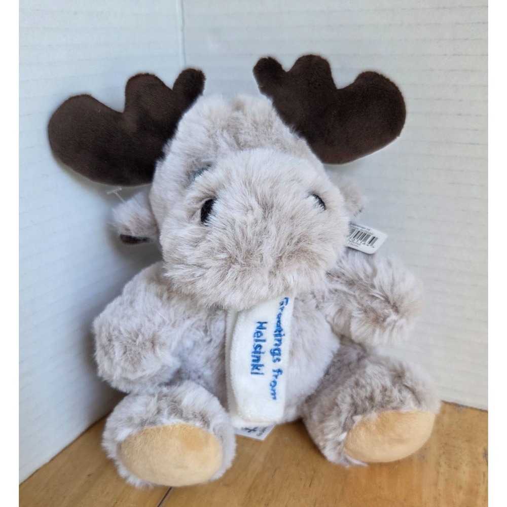 Souvenir Plush Beige Brown Antlers Reindeer Moose Elk Helsinki Finland NEW‎ 7 in